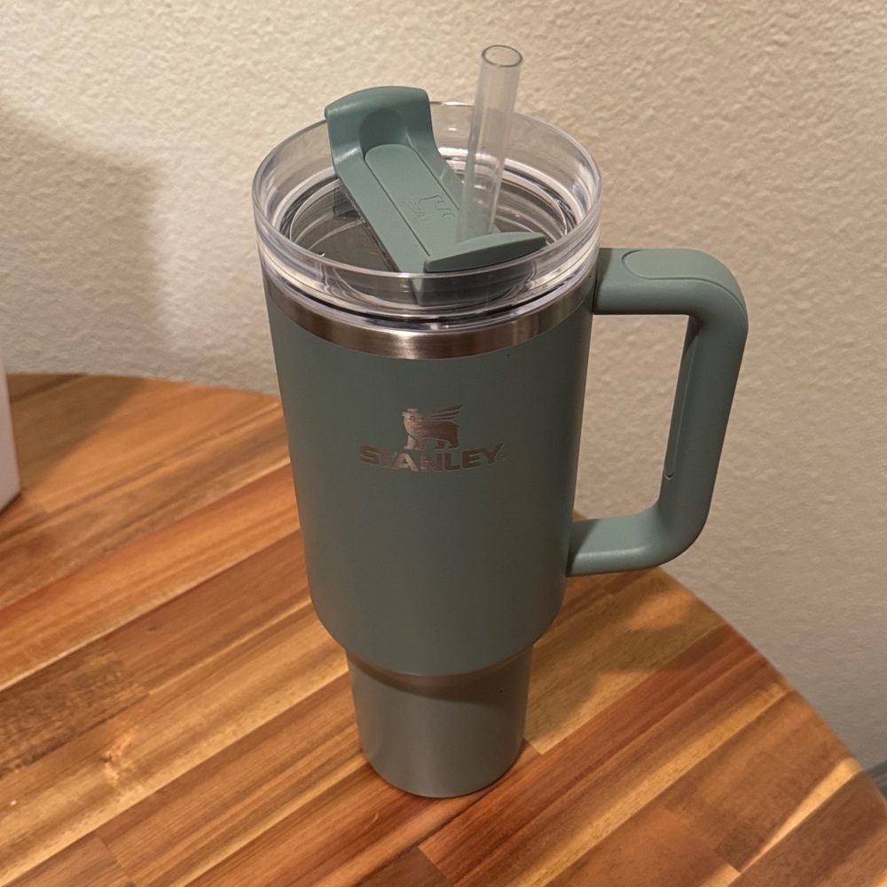 Stanley Travel Mug in Sage Green with Clear Lid- 40 oz
